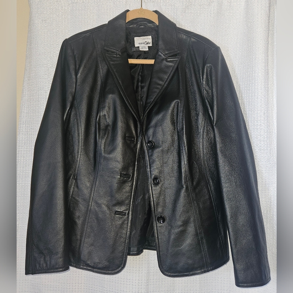 East 5th Leather Blazer Black Size Large Motto